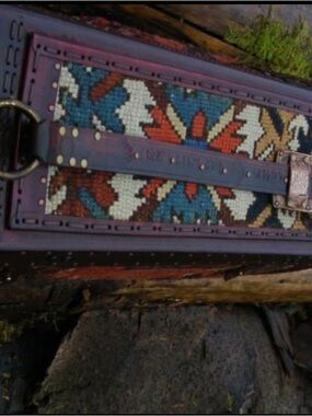 Antique Tribal Rug & Veg Tanned Leather Carpet Bag